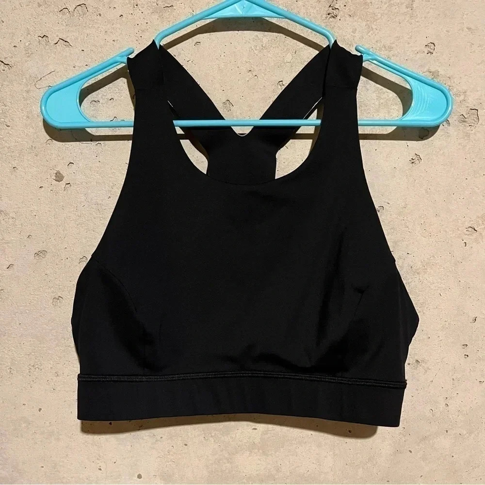 Lululemon Fast & Free Sports Bra Nulux Black Size 12 Unpadded Yoga W2AMIS